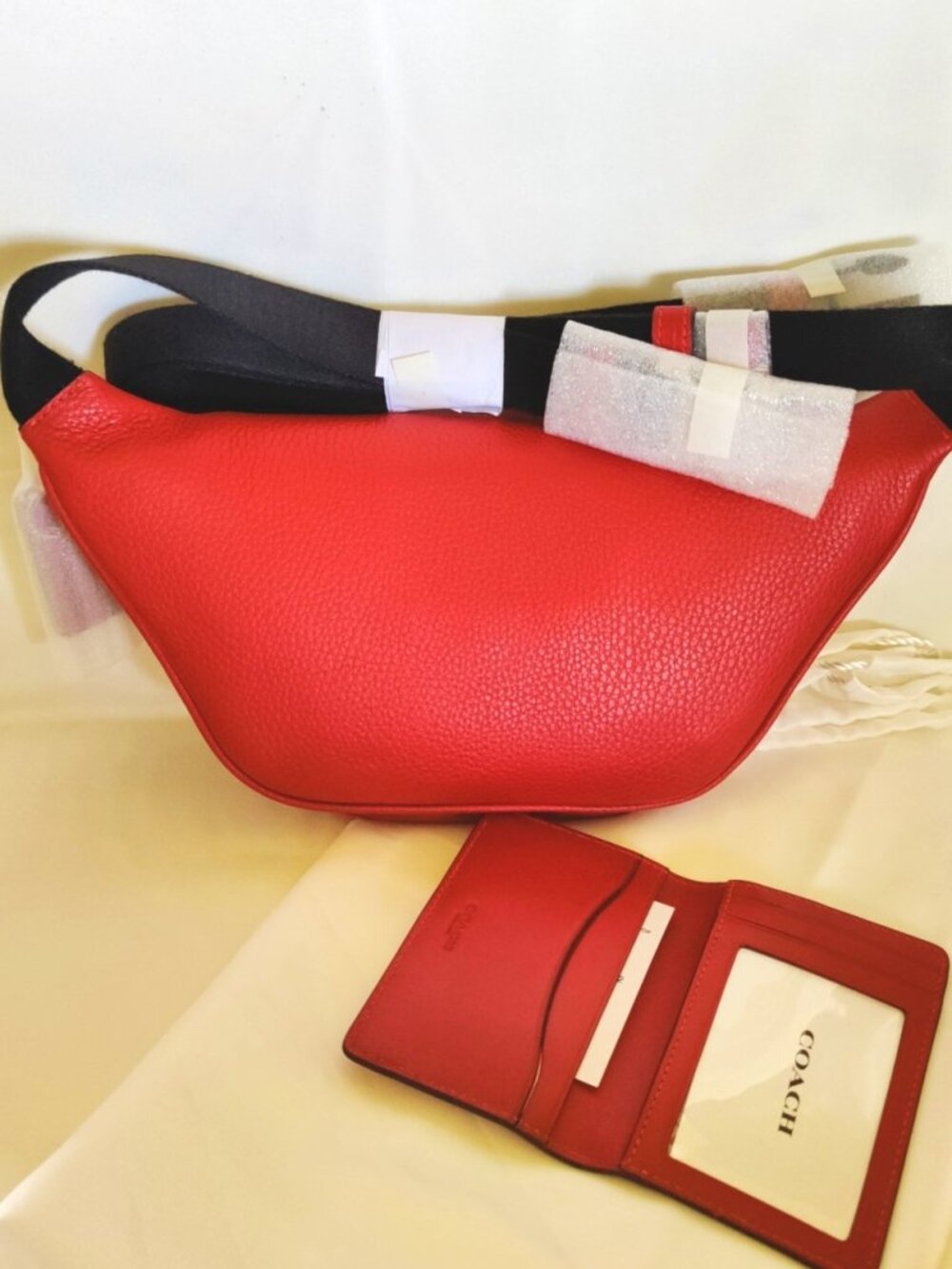 Coach Unisex Travis Belt Bag 30 & ID Wallet Double Bundle in Poppy Red, NWT - Picture 5 of 13